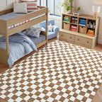 jinchan 8x10 Brown Checkered Area Rugs by JINCHAN