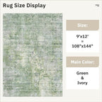 Soalmost 9x12 Area Rugs for Living Room, Non-Slip Machine Washable Vintage Rugs - Image 5