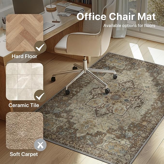 48"x60" Office Chair Mat for Hardwood Tile Floor, Under Desk Carpet Protector - Image 3