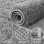 5x8 Area Rug for Living Room:Ultra Soft Fluffy Shag Light Grey Rugs, Large - Image 8