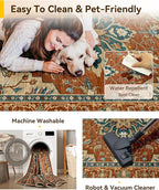 RELEANY Area Rugs 4'x6' Washable Non-Slip, Floral Vintage Distress Medallion - Image 5