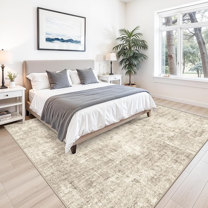 10x10 ft Square Living Room Rug – Washable Modern Abstract Area Rug - Image 3