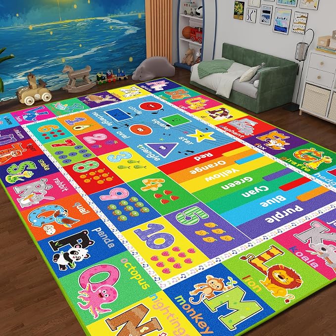 ABC Carpet, Kids Rugs for Playroom, Educational Play Mat for Kids, Preschool - Image 6