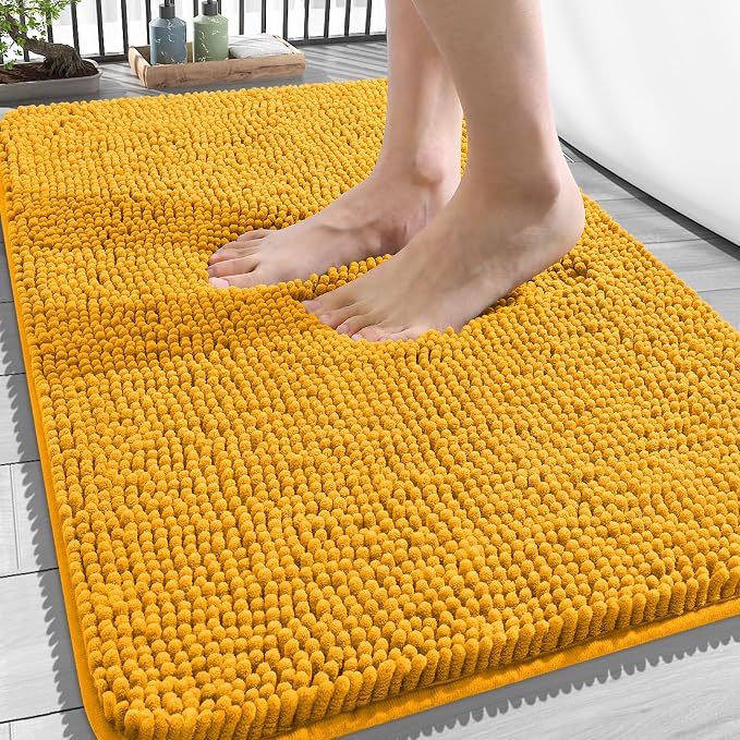 OLANLY Bathroom Rugs 34x21, Extra Soft Absorbent Chenille Bath Rugs, Rubber by OLANLY