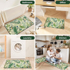 Beige Green Botanical Kitchen Rugs Set of 2 Plant Leaf Anti-Fatigue Kitchen Mat - Image 7