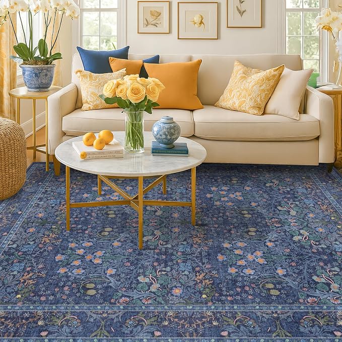 Dark Navy Blue Living Room Rug 5x7 Area Rug - Image 10
