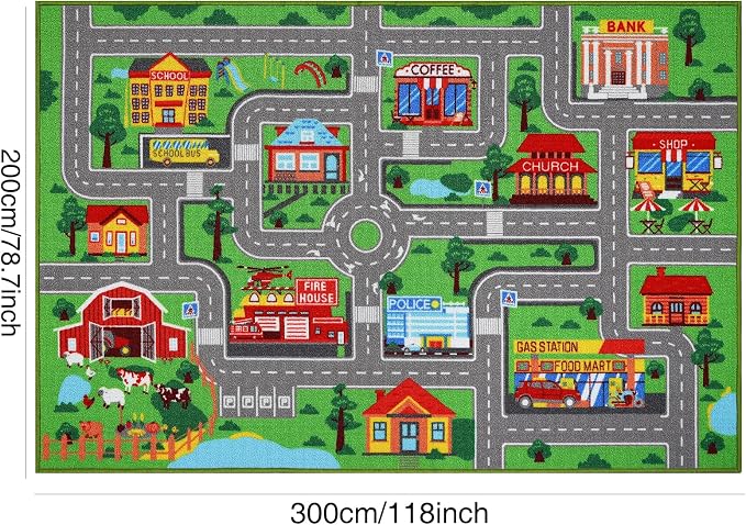Kids Carpet Playmat Rug 118"x78.7", Car Rug - Image 2