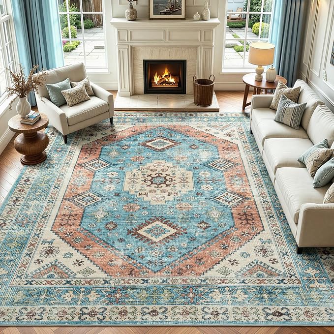 Lofus Vintage Living Room Rugs 8x10, Soft Machine Washable Area Rug by Lofus