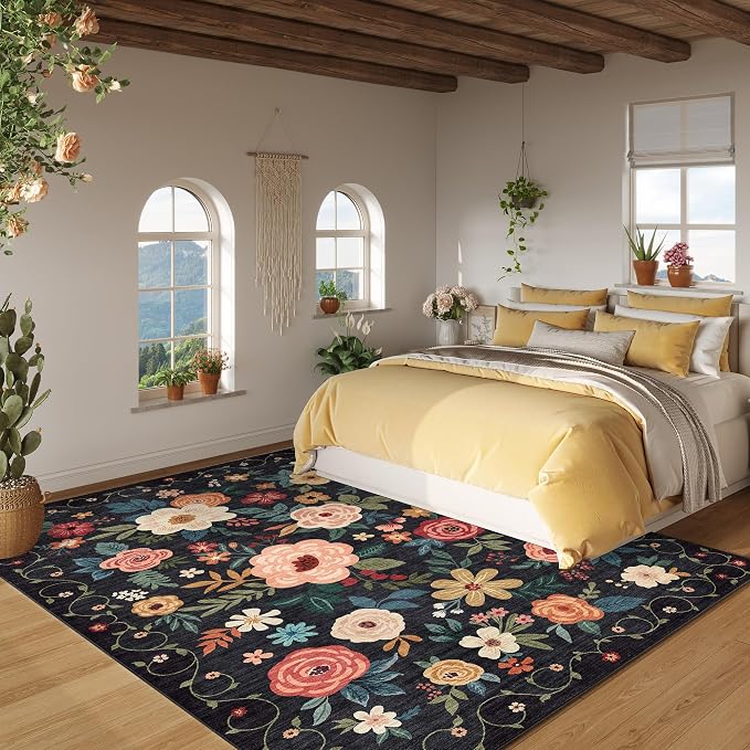 DUKINO 6x9 Area Rug, Floral Rugs - Image 4