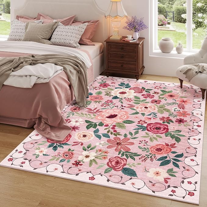 DUKINO 5x7 Area Rug, Nursery Floral Rugs - Image 4