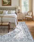 8x10 Vintage Area Rug: Washable Neutral Soft Non Slip Thin Large Floor Carpet - Image 3