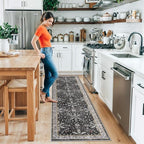 2x8ft Kitchen Rug Runners Washable Non Slip – Boho Floral Carpet Runner - Image 3