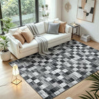Terrug Black and White Checkered Rug - Image 2