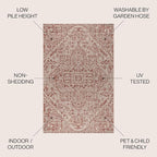 JONATHAN Y Boho Medallion Indoor Outdoor Round Area Rug 4 Ft Red/Taupe - Image 3