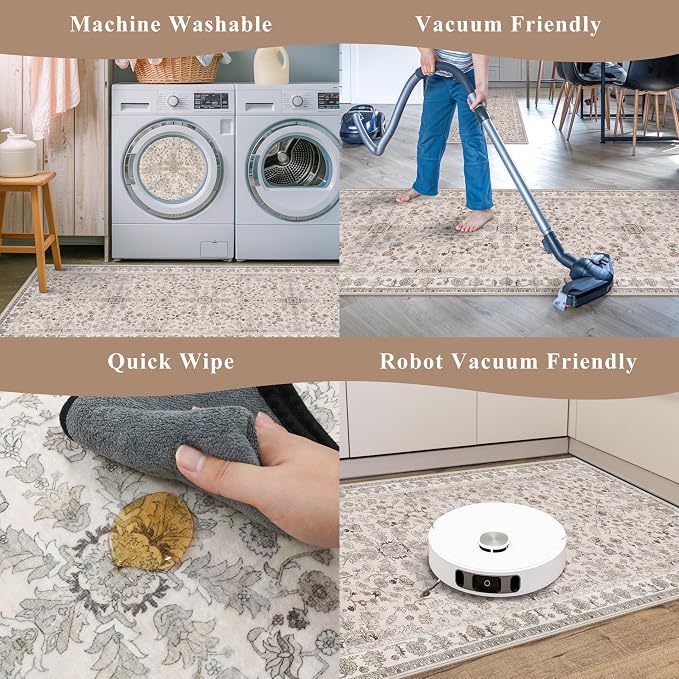 3x5 Kitchen Rug Washable Non-Slip, Soft Low-Pile Thin Door Mat - Image 5