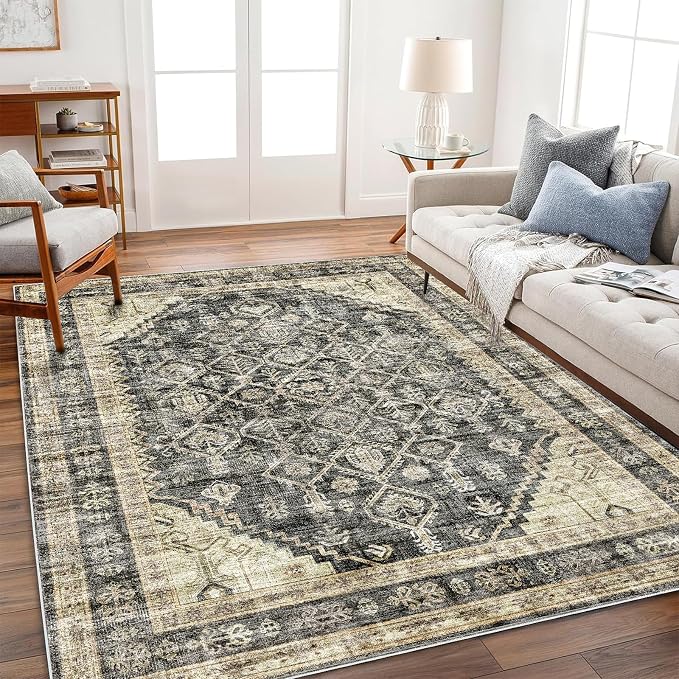 CHAMPLANT Area Rug 6'x9' Washable Vintage Traditional Floor Cover Thin Retro by CHAMPLANT