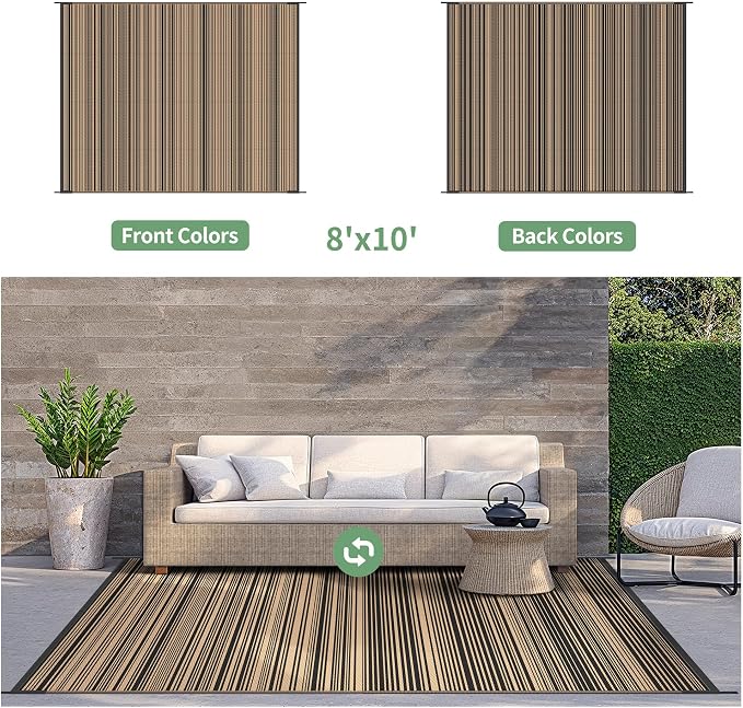 GENIMO Outdoor Rug for Patio Clearance, Lightweight Waterproof RV Camping Mat - Image 4