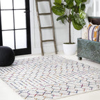 JONATHAN Y Boho Vintage Diamond Cream/Multi Indoor Area Rug 4X6 ft, Moroccan - Image 6