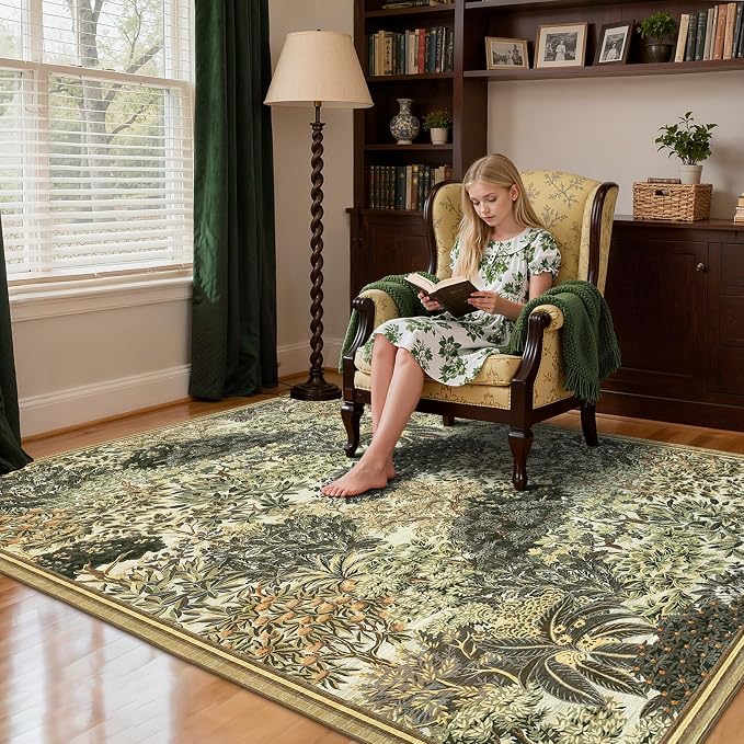 GarveeHome Forest Rugs 5x7, Botanical Low Pile Non Slip Stain Resistance - Image 3