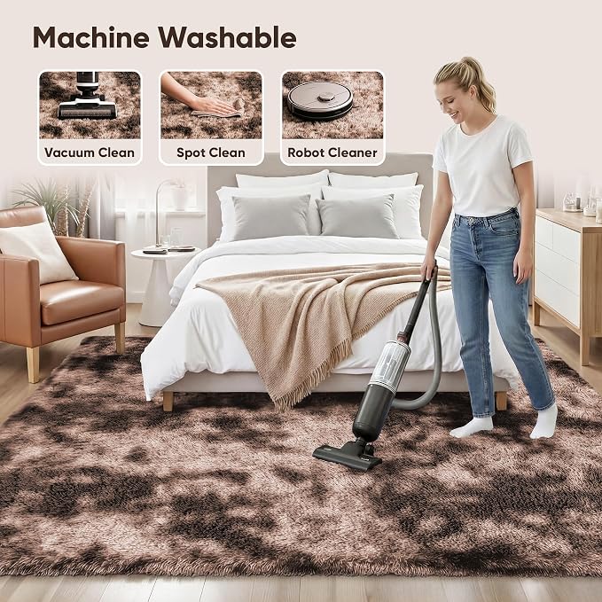 8x10 Area Rugs for Living Room Bedroom:Soft Fluffy Shag Upgrade Non-Slip High - Image 8