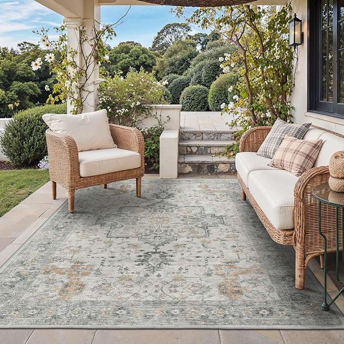 GENIMO Outdoor & Indoor Area Rug 6'x9', Waterproof, Non-Shedding, Easy Cleaning by GENIMO