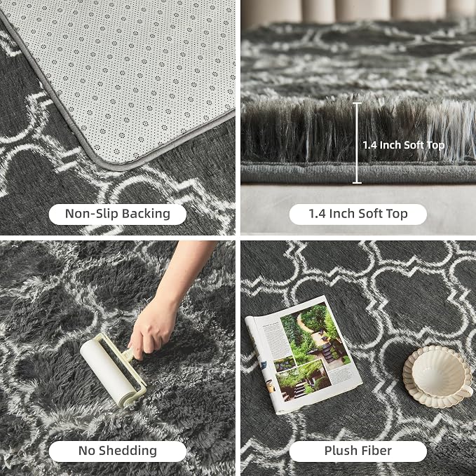 Litanika 4x6 Geometric Shag Area Rug - Image 5