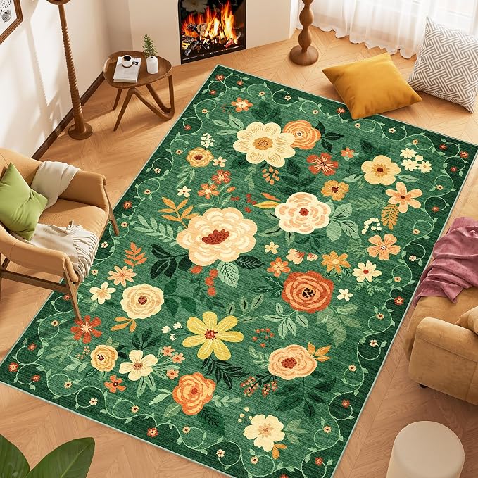 DUKINO 8x10 Area Rug, Floral Rugs - Image 3