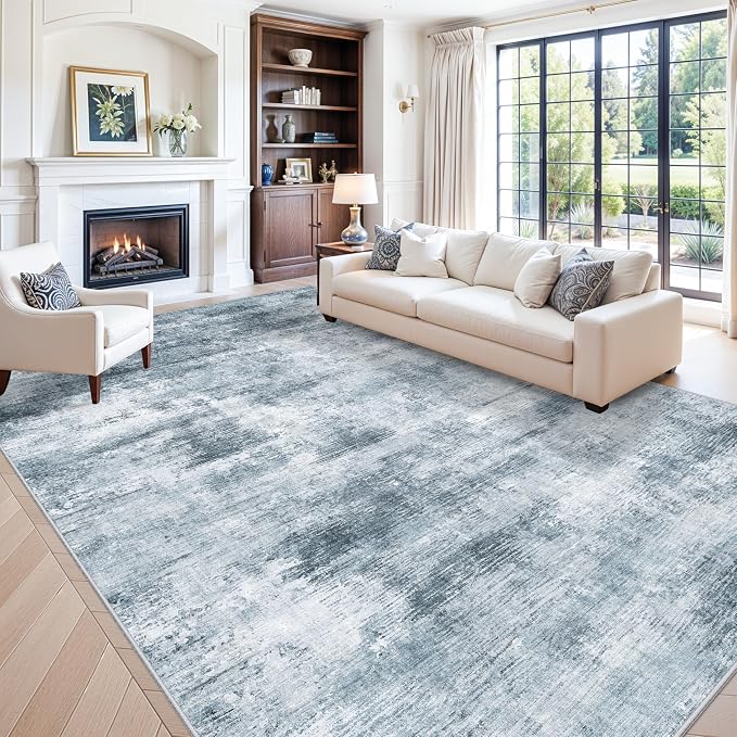 10x14 Area Rug Living Room – Washable Large Neutral Modern Abstract Soft Low by ZHXXUJ