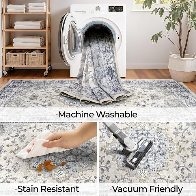 CAPALOCA Machine Washable Rugs Nursery Rug 5x7 Cute Girl Non Slip Low Pile - Image 6