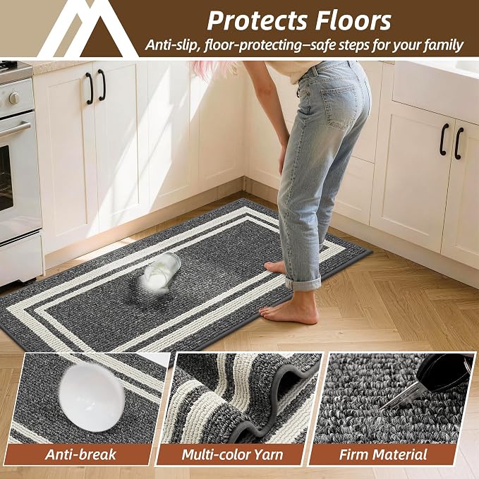 COSY HOMEER Kitchen Rugs Non-Slip 24x35/24x60 Inch Thick Polypropylene Standing - Image 6