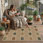HUGEAR 3x5 Jute Outdoor Indoor Checkered Rug Washable Linen Textured Weave High - Image 2