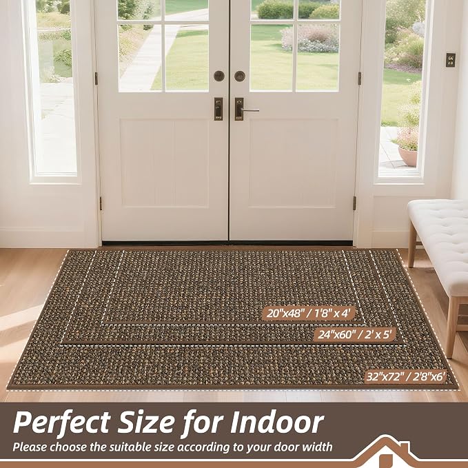 BEQHAUSE Dirt Trapper Door Mat 32" x 72", Non-Slip Washable Doormats Entrance - Image 2