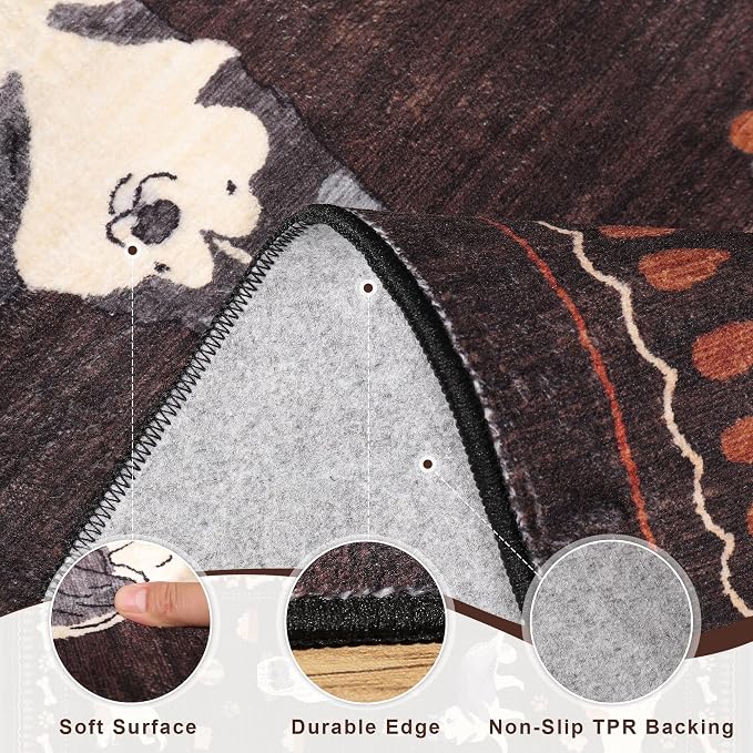 DUKINO 5x7 Rug for Living Room, Lightweight Animal Dog Print Washable Area Rug - Image 5