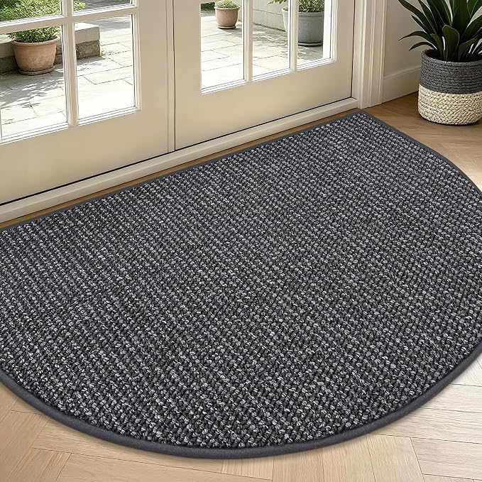 BEQHAUSE Dirt Trapper Door Mat 36" x 60" Half Circle Non Slip Washable Doormats by BEQHAUSE