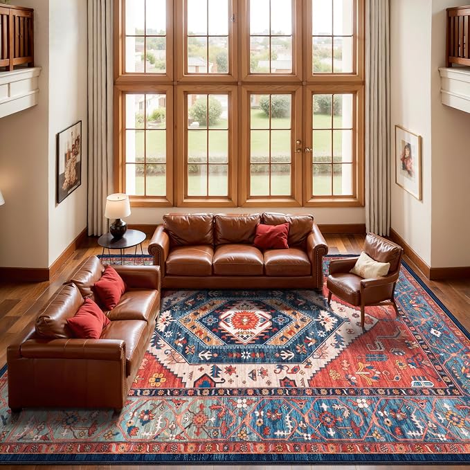 SERISSA 10x12 Area Rugs for Living Room, Large Washable Non-Slip Boho Rug - Image 2