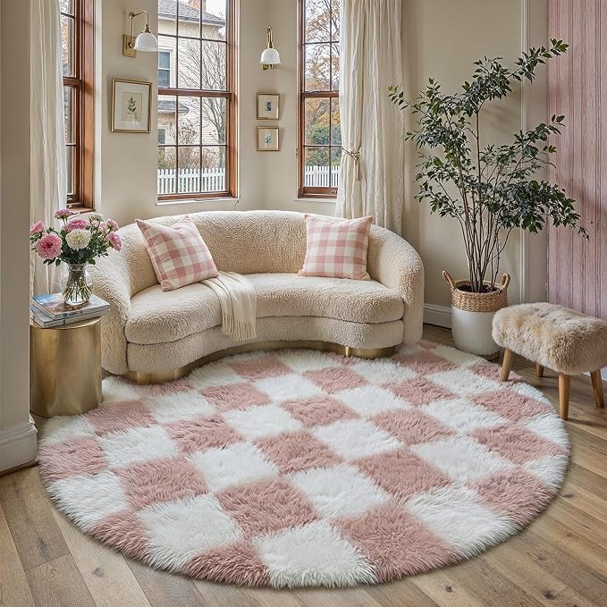 PureCozy Checkered Round Rugs 5ft - Image 3