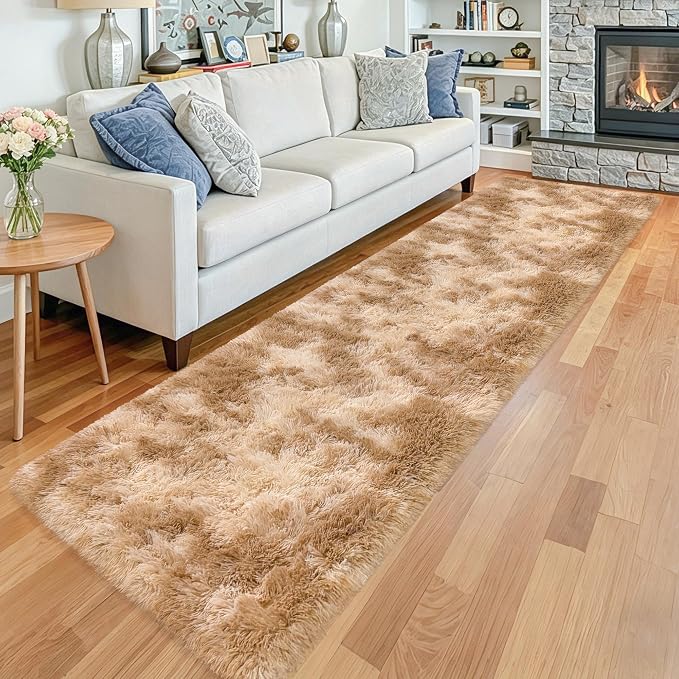 2x10 Feet Beige Fluffy Runner Rug - Image 2