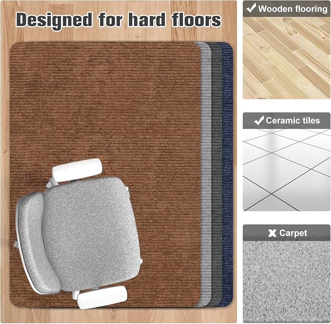 Placoot Desk Chair Mat for Hardwood Floor Corduroy Surface 1/6" Thick 55"x35" - Image 2