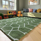ONASAR Area Rugs for Bedroom Living Room, 4x6 Fluffy Olive Green and White - Image 9