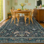 Boho Living Room Rug, 7x10 Floral & Bird Pattern Area Rug - Image 3