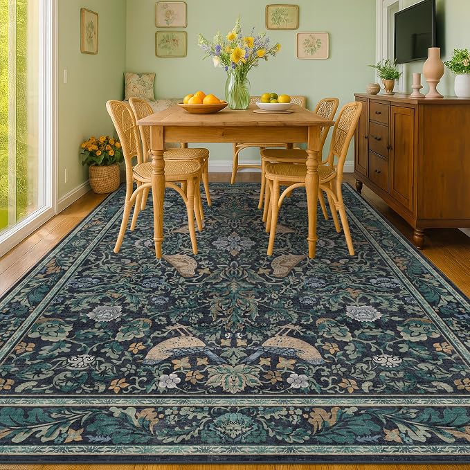 Moody Floral 6x9 Boho Living Room Rug - Image 3