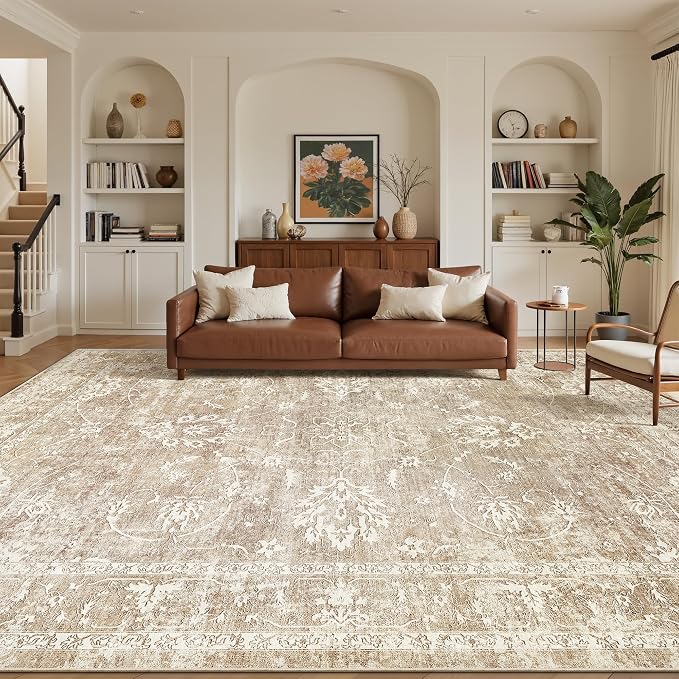 Madane 8x10 Area Rugs for Living Room, Machine Washable Vintage Neutral Rug - Image 2