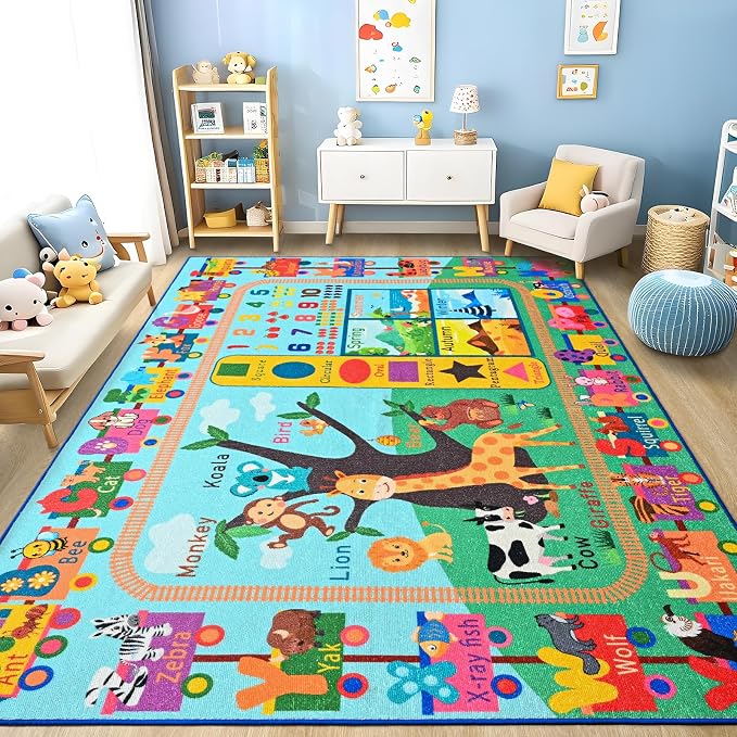 Kids Rug for Playroom, 4x6 ABC Educational Carpet for Classroom, Fun Alphabet - Image 3