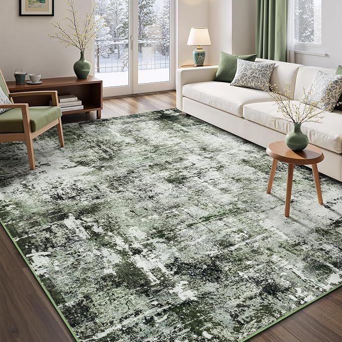 Rugflix 5x7 Area Rugs for Living Room, Washable Large Rug Stain-Resistant Low by RugflixAreaRugs