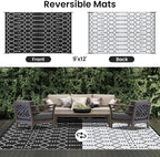 Smiry Outdoor Rug 9x12 ft, Waterproof Reversible Plastic Straw Rugs, Boho - Image 3