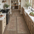 Vintage Kitchen Rug Set of 3 Washable Rust Kitchen Mats by WondRg