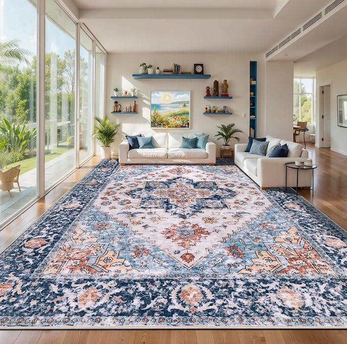SERISSA 10x12 Area Rugs for Living Room, Large Washable Non-Slip Boho Rug by SERISSAHomeDecorCollection