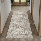 2x5 Washable Neutral Runner Rug Brown Vintage Hallway Kitchen Carpet Non-Slip by WondRg