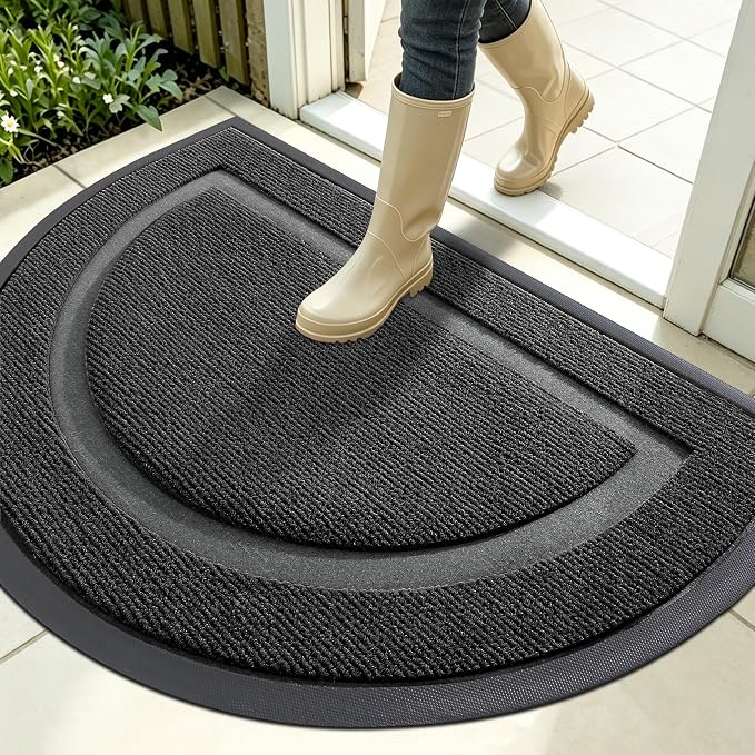 OLANLY Half Circle Door Mat Indoor Outdoor Entrance Welcome, Waterproof by OLANLY