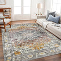 CHAMPLANT Area Rug 6x9 Washable Rug Brown Grey Vintage Traditional Distressed by CHAMPLANT
